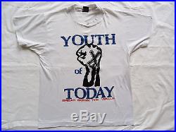 Vintage 80's YOUTH OF TODAY T-Shirt L Cro-Mags Judge BOLD Warzone NYHC Madball