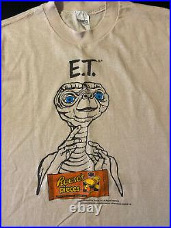 Vintage 80s 1982 E. T. Reese's Pieces Hershey Movie Promo T-Shirt Alien Candy