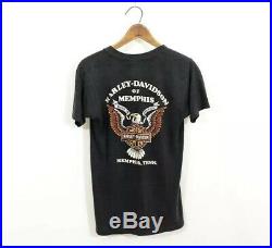 Vintage 80s 3D Emblem Harley Davidson 50/50 Memphis TN Eagle T Shirt Size S RARE