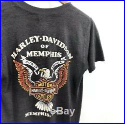 Vintage 80s 3D Emblem Harley Davidson 50/50 Memphis TN Eagle T Shirt Size S RARE