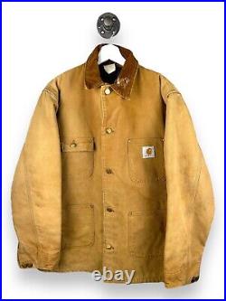 Vintage 80s/90s Carhartt Blanket Lined Canvas Chore Barn Coat Jacket Size XL