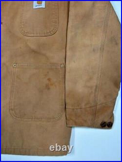 Vintage 80s/90s Carhartt Blanket Lined Canvas Chore Barn Coat Jacket Size XL