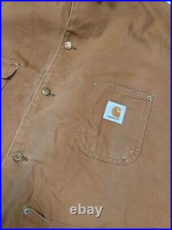 Vintage 80s/90s Carhartt Blanket Lined Canvas Chore Barn Jacket Size 54 XXL