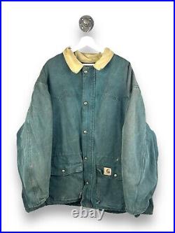 Vintage 80s /90s Carhartt Quilted Lined Canvas Barn Work Jacket Size 3XL CQ743