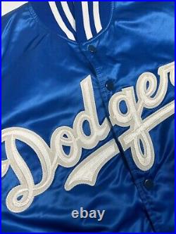 Vintage 80s/90s LA Dodgers MLB Stitched Satin Starter Bomber Jacket Size Large