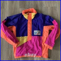 Vintage 80s 90s Neon Grunge Surf Skate Ski Snowboard Winter Colorblock Jacket S