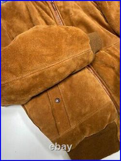 Vintage 80s/90s Schott NYC Suede Leather Bomber Jacket Size 40 Medium Made USA