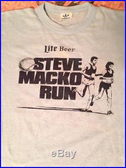 Vintage 80s Adidas Rainbow Trefoil T Shirt Lite Beer Macko Run TX