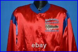 Vintage 80s BUDWEISER CLYDESDALES RED SNAP UP SATIN BEER JACKET LARGE L