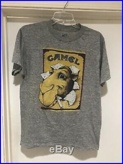 Vintage 80s Camel Cigarettes Heather Gray Rayon Tri Blend Paper Thin T Shirt L