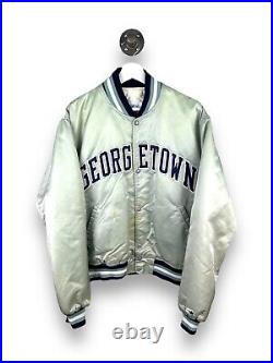 Vintage 80s Georgetown Hoyas Arc Spell Out Starter Satin bomber Jacket Sz Large