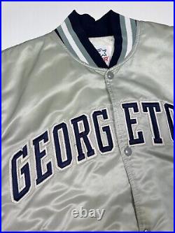 Vintage 80s Georgetown Hoyas Arc Spell Out Starter Satin bomber Jacket Sz Large
