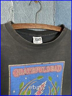 Vintage 80s Grateful Dead Fall Tour 1989 Distressed Black Faded Single Stitch