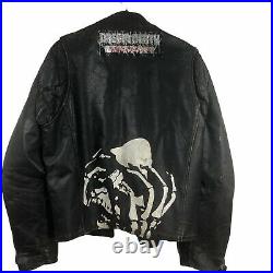 Vintage 80s Heavy Metal Black Leather Jacket Custom Handpainted Slayer Destroyed