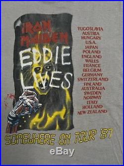 Vintage 80s IRON MAIDEN Somewhere on Tour Eddie Lives 1987 CONCERT T-SHIRT USA M
