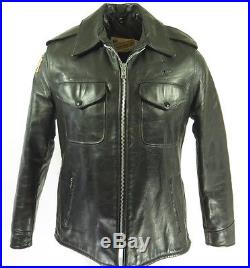 Vintage 80s Schott Police Motorcycle Jacket Mens 42 Biker Leather Perfecto