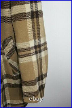 Vintage 80s Stratojac 100% Pure New Wool Plaid Heavy Overcoat Size 40
