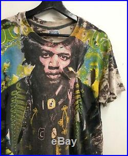 Vintage 90's Jimi Hendrix Mosquitohead bleach Hanes rock punk t-shirt rare XL