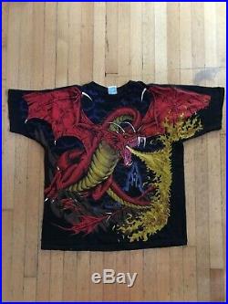 Vintage 90's Liquid Blue Dragon Knight All Over Print T-Shirt X-Large 1993