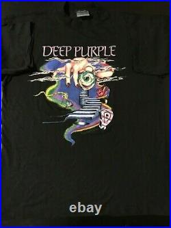 Vintage 90s 1991 Deep Purple Slaves Masters Concert Tour T-Shirt Metal Prog Rock