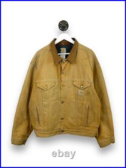 Vintage 90s Carhartt Blanket Lined Canvas Workwear Trucker Jacket Size 2XL J148