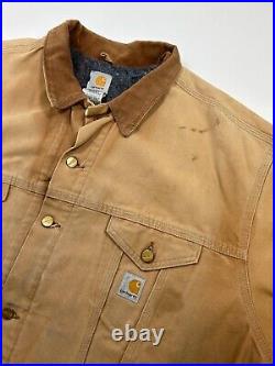 Vintage 90s Carhartt Blanket Lined Canvas Workwear Trucker Jacket Size 2XL J148