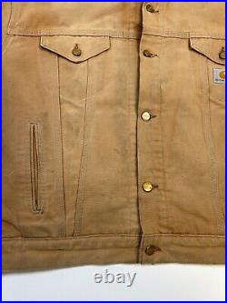 Vintage 90s Carhartt Blanket Lined Canvas Workwear Trucker Jacket Size 2XL J148