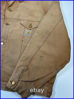 Vintage 90s Carhartt Blanket Lined Canvas Workwear Trucker Jacket Size 2XL J148