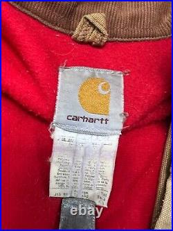 Vintage 90s Carhartt Fleece Lined Santa Fe Canvas Workwear Jacket Size XL J13BRN