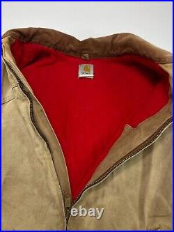 Vintage 90s Carhartt Fleece Lined Santa Fe Canvas Workwear Jacket Size XL J13BRN