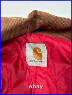 Vintage 90s Carhartt Red Quilted Lined Canvas Chore Barn Coat Jacket Size XL
