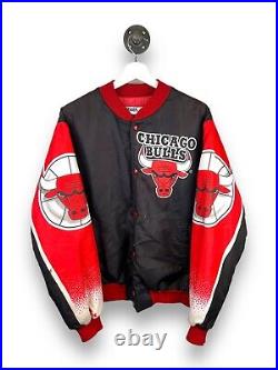 Vintage 90s Chicago Bulls NBA Chalk Line Fanimation Varsity Jacket Size Large
