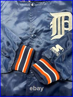 Vintage 90s Detroit Tigers MLB Embroiderd Satin Starter Bomber Jacket Size XL