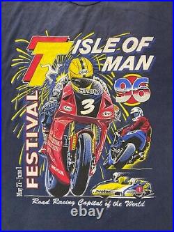 Vintage 90s Honda Britain 1996 Isle of Man TT Motorcycle Racing T-Shirt Size XL