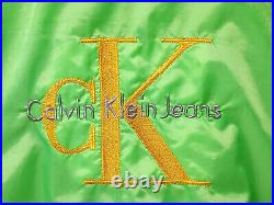 Vintage 90s Lime Green Embroidered Calvin Klein Jeans Hooded Windbreaker Jacket