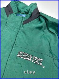 Vintage 90s Michigan State Spartans Shoulder Patch Starter Jacket Size Large