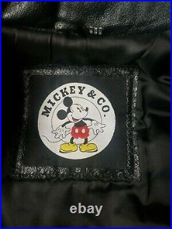 Vintage 90s Mickey Mouse Disney Embroidered Leather Jacket Sz Small Film Style