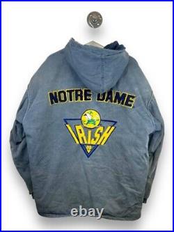 Vintage 90s Notre Dame Fighting Irish Nutmeg Insulated NCAA Jacket Size Large