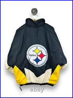 Vintage 90s Pittsburgh Steelers NFL 1/2 Zip insulated Logo 7 Jacket Size XL