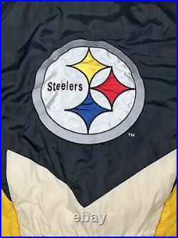 Vintage 90s Pittsburgh Steelers NFL 1/2 Zip insulated Logo 7 Jacket Size XL