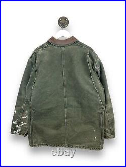 Vintage 90s Sage Green Blanket Lined Canvas Chore Barn Coat Jacket Size 2XL