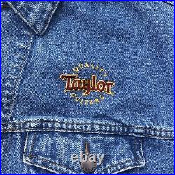 Vintage 90s Taylor Guitars Embroidered Trucker Denim Jacket Size Large