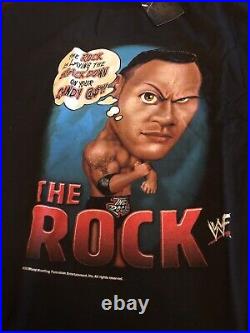 Vintage 90s WWF T Shirt XL Mens The Rock Wrestling Black 1999 WWE