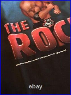 Vintage 90s WWF T Shirt XL Mens The Rock Wrestling Black 1999 WWE