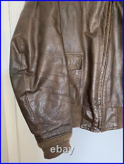 Vintage Abercrombie and Fitch Bomber Flight Jacket Brown Leather Men's Size 44