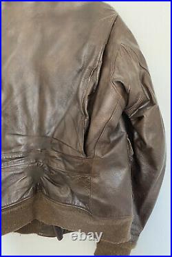 Vintage Abercrombie and Fitch Bomber Flight Jacket Brown Leather Men's Size 44