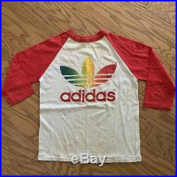 Vintage Adidas Shirt Rainbow Trefoil 5050 Super Rare Jersey Raglan Youth