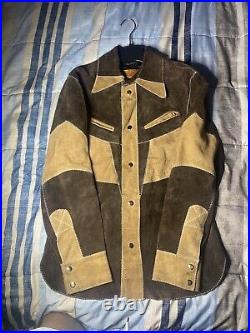 Vintage Alexicla 70s Western 100% Leather Button Up Jacket