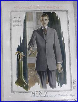 Vintage American Mens Clothing Retro Fashion Style Original Lithograph Color Ad