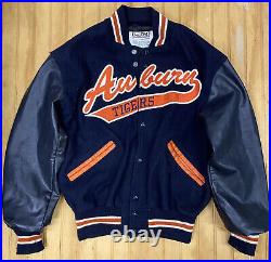 Vintage Auburn University Tigers Letterman Jacket Wool And Leather DeLong Small